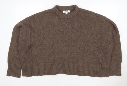 Topshop Women’s Brown Size 12 Roll Neck Oversized Knit Jumper