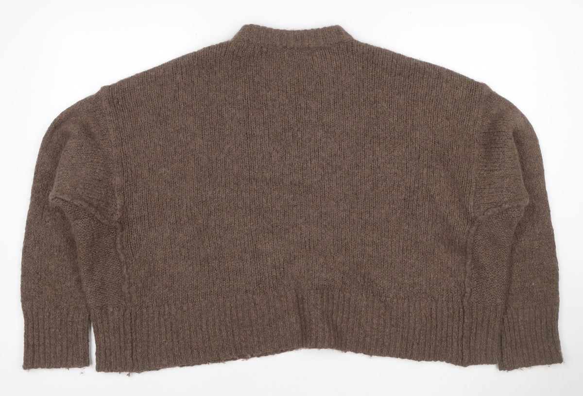 Topshop Women’s Brown Size 12 Roll Neck Oversized Knit Jumper