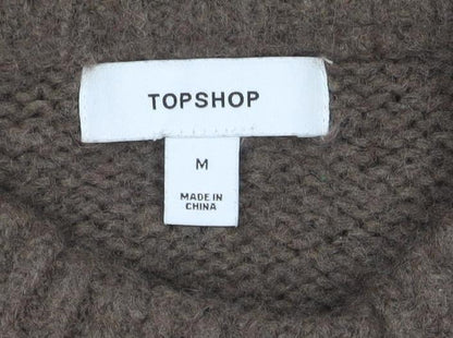 Topshop Women’s Brown Size 12 Roll Neck Oversized Knit Jumper