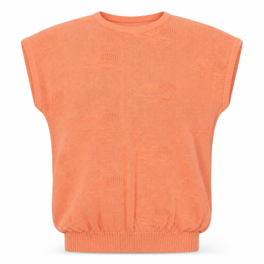 Helen Harper Women Orange S Sleeveless Geometric Knit Pullover Jumper