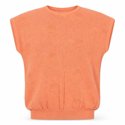 Helen Harper Women Orange S Sleeveless Geometric Knit Pullover Jumper