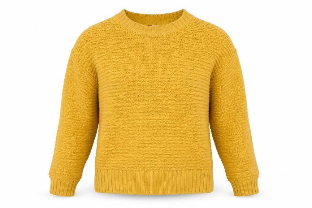 H&M Divided Women Yellow XS Chunky Knit Crew Neck Pullover Jumper