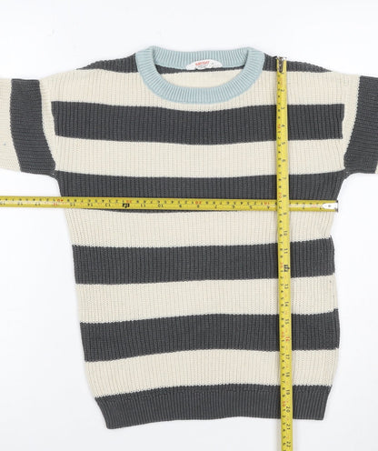 John Lewis Anyday Boys 10 Years Grey Ivory Stripe Knit Pullover Jumper