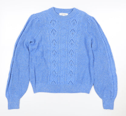 Per Una Women Blue UK 6 Cable Knit Crew Neck Jumper