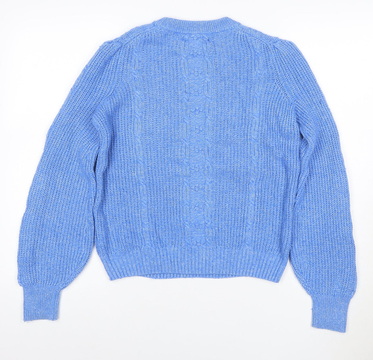 Per Una Women Blue UK 6 Cable Knit Crew Neck Jumper
