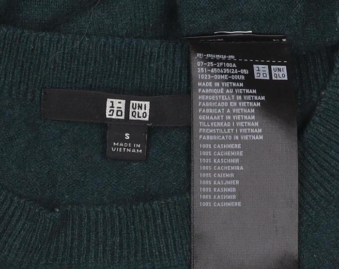 UNIQLO Men’s Green Cashmere Crew Neck Pullover Jumper Size S