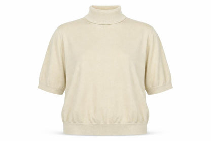 Marks and Spencer Women Gold Metallic Knit Roll Neck Top L
