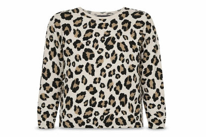 M&S Women’s Beige Leopard Print Cashmere Blend Jumper UK 12