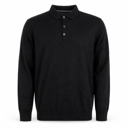 Next Men’s Black M Long Sleeve Cotton Stretch Polo Shirt