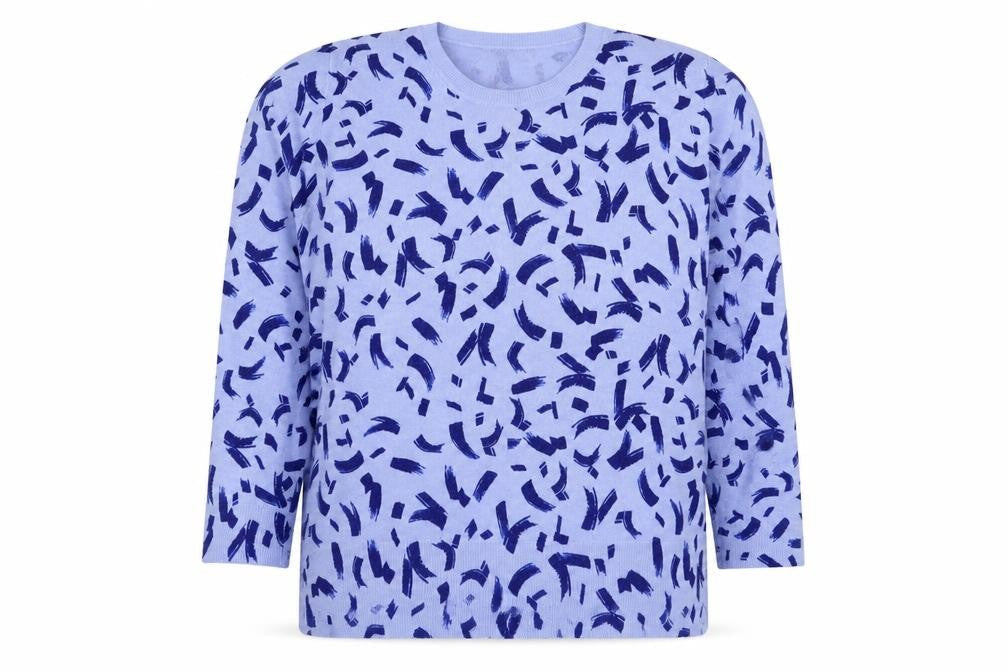 Marks & Spencer Women Blue Size 20 Brushstroke Knit Crew Neck Jumper