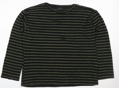 New Look Women’s Black Green Striped Knit Pullover Jumper M