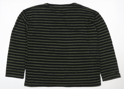 New Look Women’s Black Green Striped Knit Pullover Jumper M