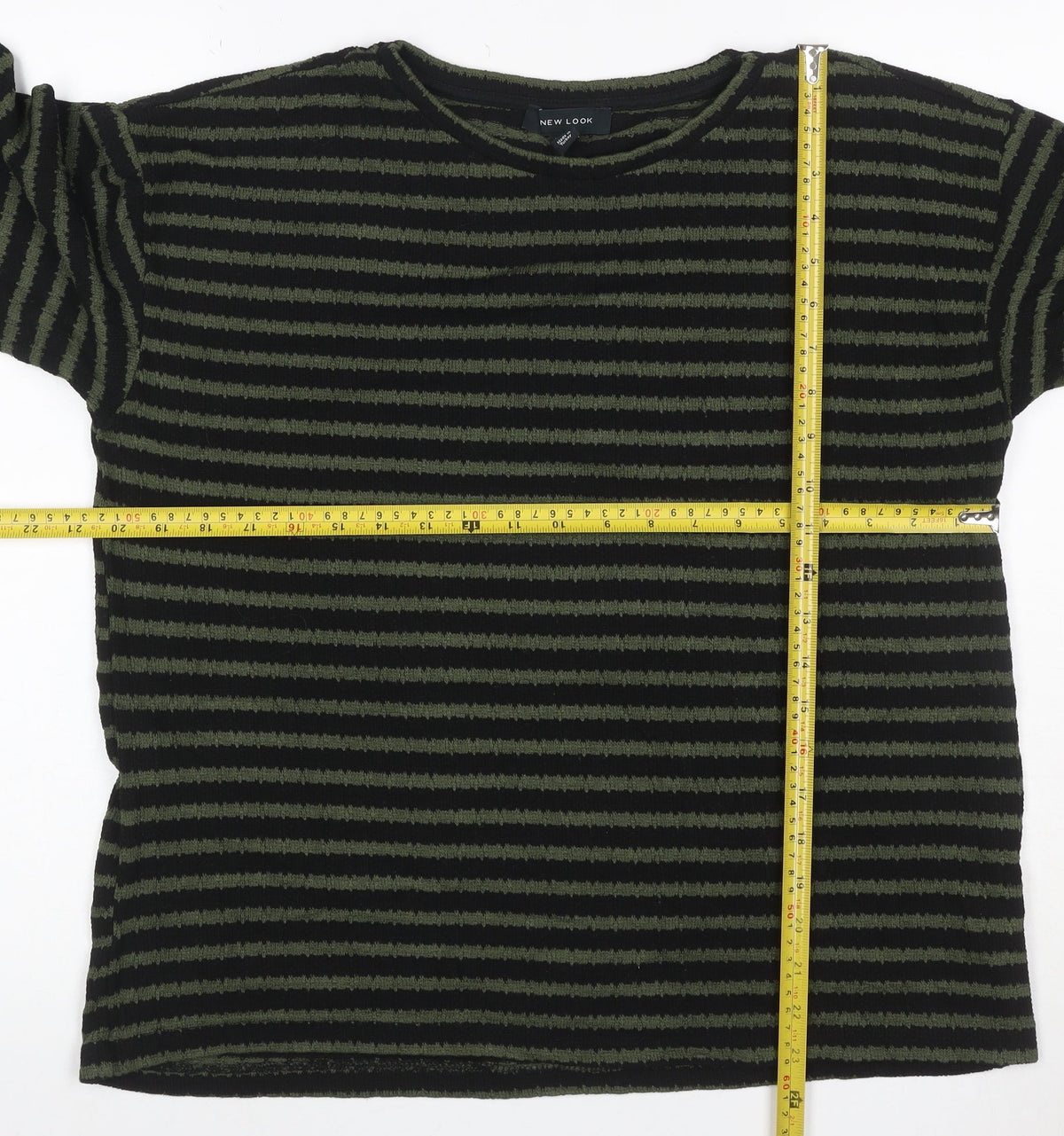 New Look Women’s Black Green Striped Knit Pullover Jumper M