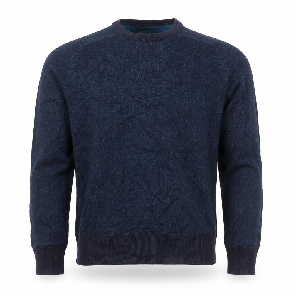 Howick Men’s Navy Blue Cotton Cable Knit Crew Neck Jumper Size S
