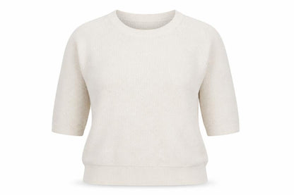 Front view of Autograph Women Ivory UK 16 3/4 Sleeve Glitter Knit Cardigan