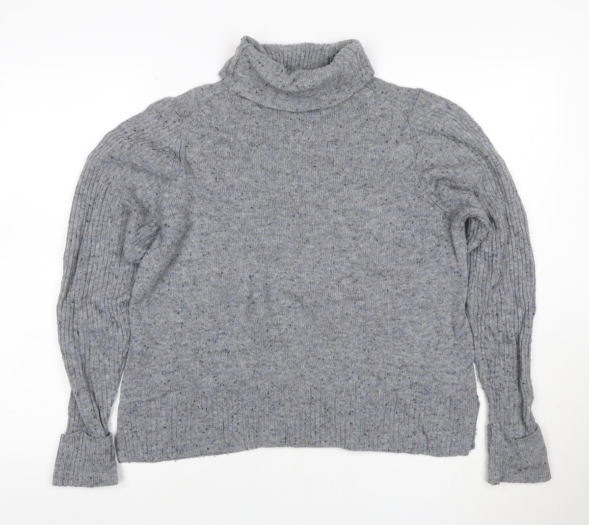 Marks & Spencer Womens Grey Fleck Roll Neck Pullover Jumper UK 14