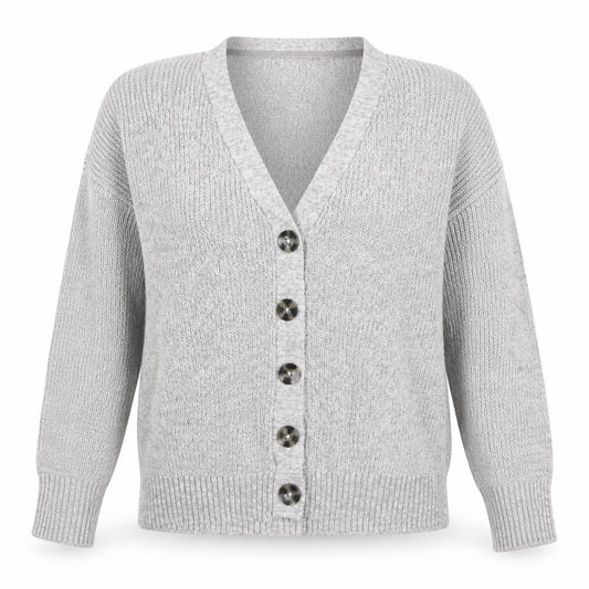 Cotton On Women’s Grey M V-Neck Button Knit Cardigan Long Sleeve