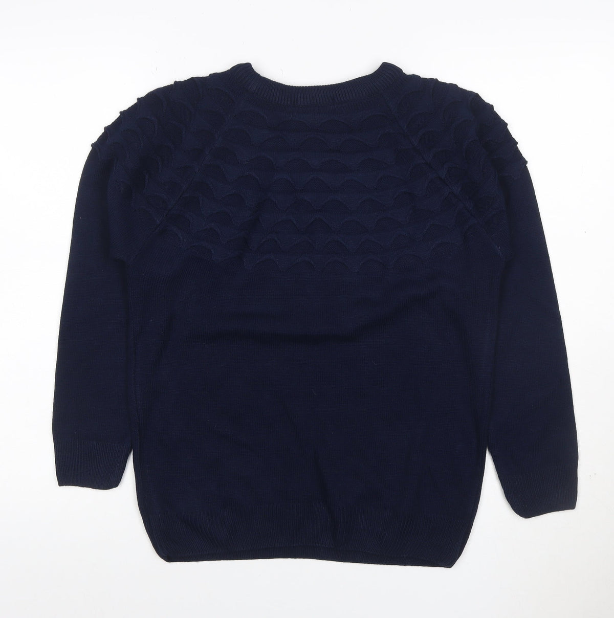 ME Men's Navy Blue M Cable Knit Crew Neck Pullover Jumper Stretch