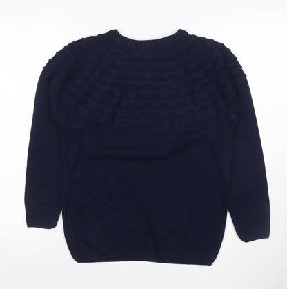 ME Men's Navy Blue M Cable Knit Crew Neck Pullover Jumper Stretch