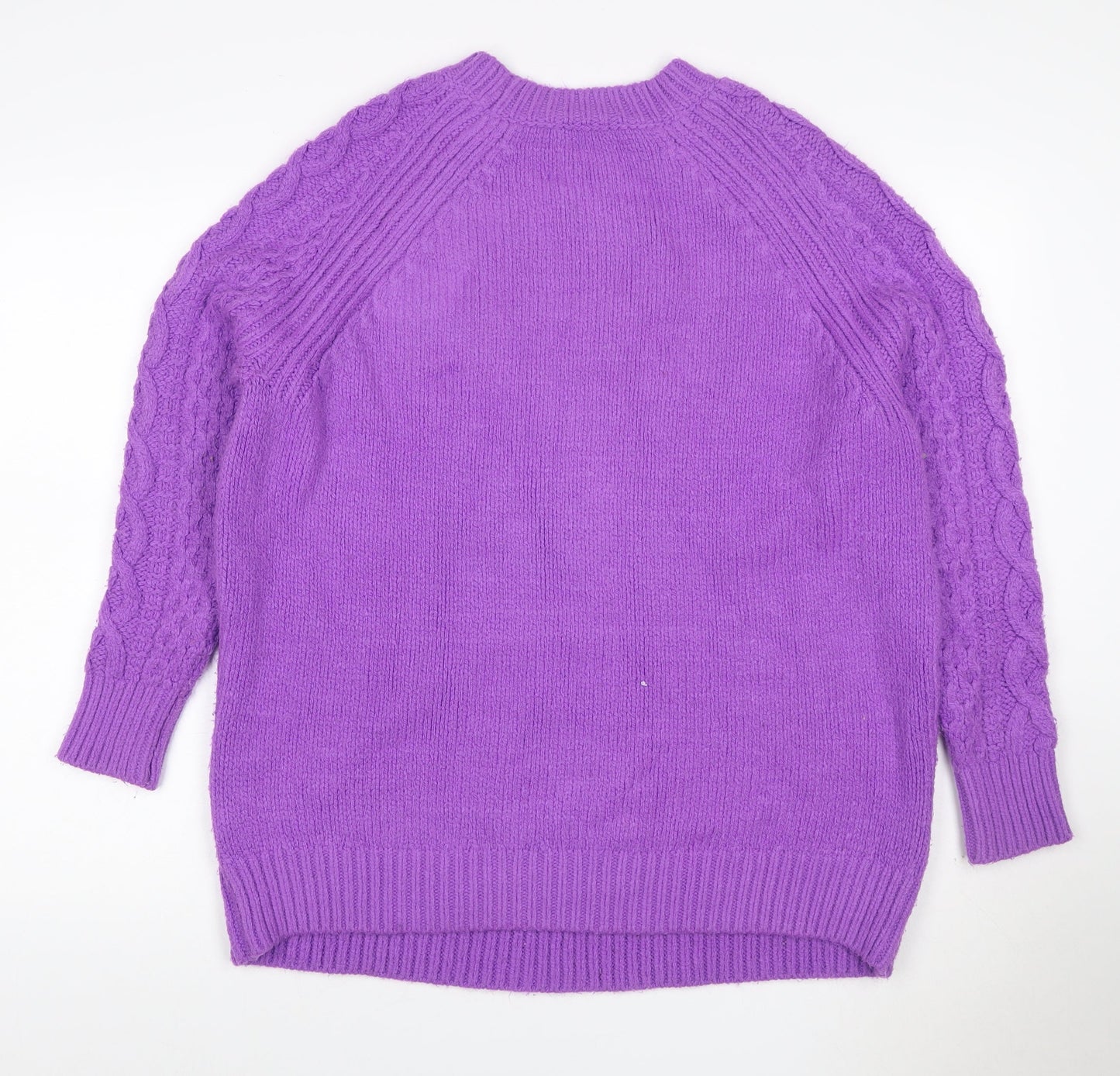 Topshop Women’s Purple S Cable Knit Crew Neck Raglan Jumper