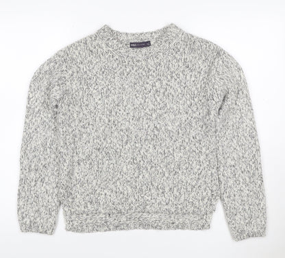Marks & Spencer Women Grey M Chunky Knit Raglan Pullover Jumper