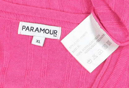 Paramour Women’s Pink XL Cable-Knit V-Neck Long Sleeve Jumper