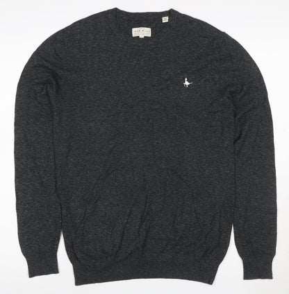 Jack Wills Men’s Grey Cotton Crew Neck Logo Pullover Jumper Size S