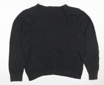 H&M Basic Women’s Black L Viscose Blend Button Knit Cardigan