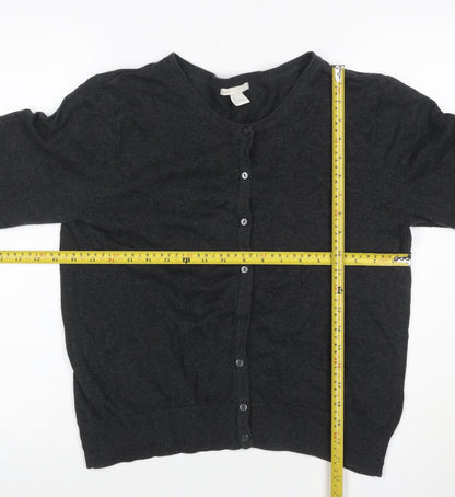 H&M Basic Women’s Black L Viscose Blend Button Knit Cardigan