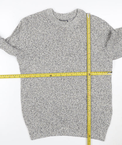 Next Men's Grey Marl Cotton Knit Crew Neck Pullover Jumper Size S