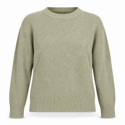 Marks & Spencer Women Green S Cotton Blend Argyle Knit Pullover Jumper