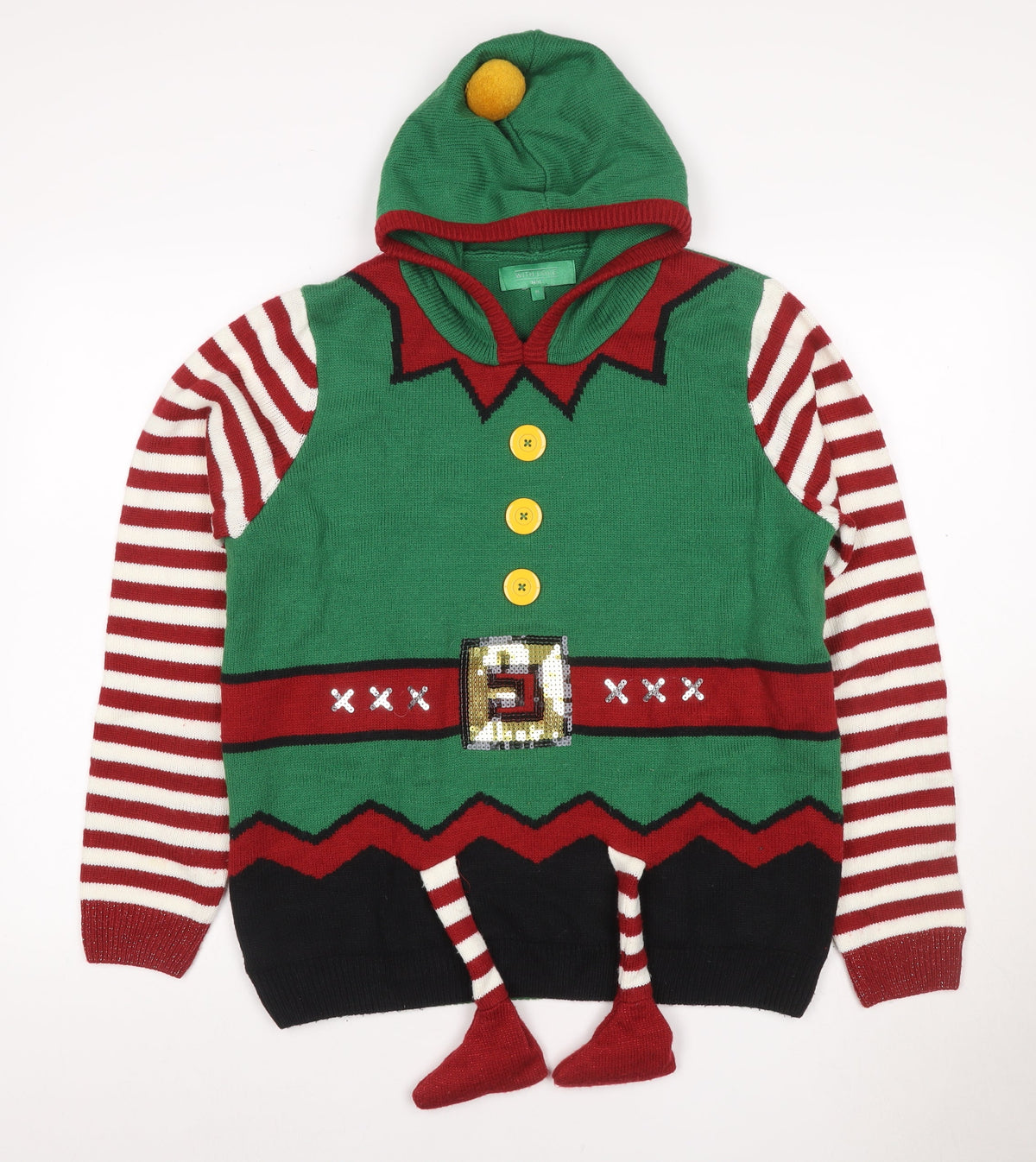 Next Women Multicoloured UK 16 Hooded Elf Christmas Henley Jumper