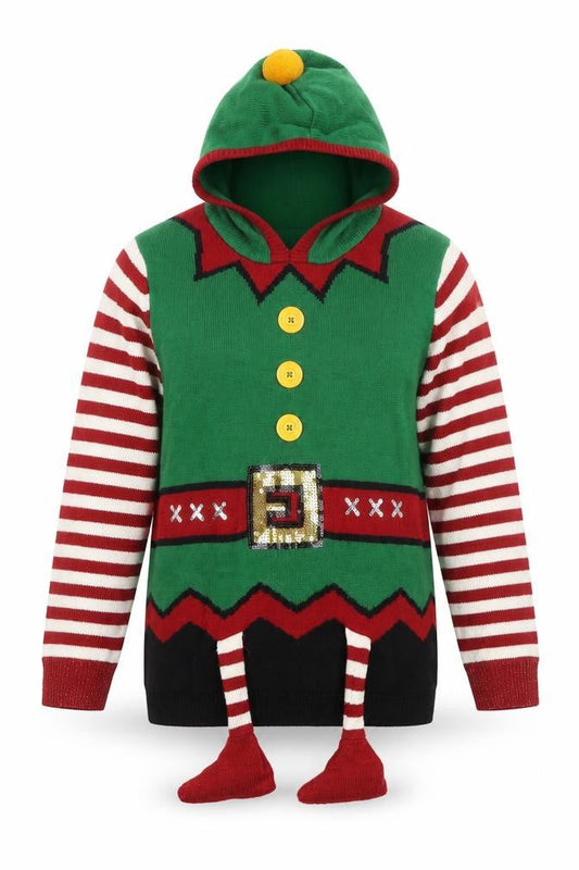 Next Women Multicoloured UK 16 Hooded Elf Christmas Henley Jumper