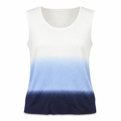 Nina Leonard Women’s Multicoloured XL Ombre Rib Knit Sleeveless Vest Jumper