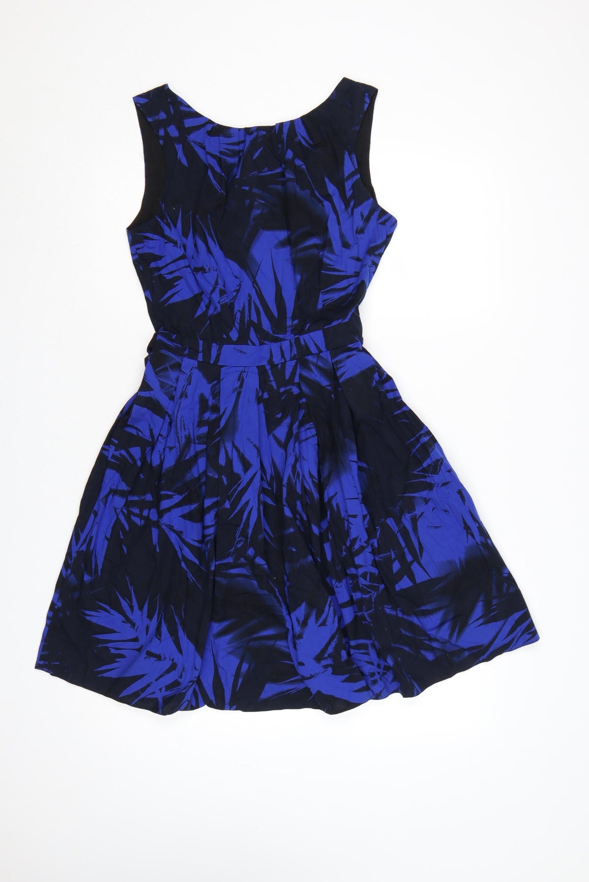 Additional front view of Red Herring Women’s Blue Floral Fit & Flare Belted Dress UK 10