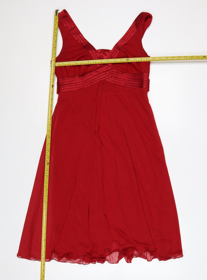 Debenhams Women Red UK 12 Petite A-Line Long Chiffon Evening Dress