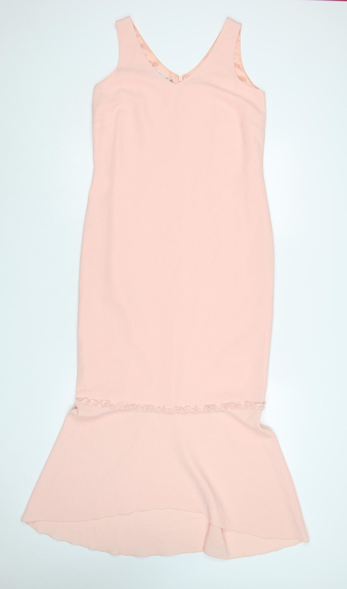 Gold Women’s Pink Size 10 Long Mermaid V-Neck Ruffle Dress