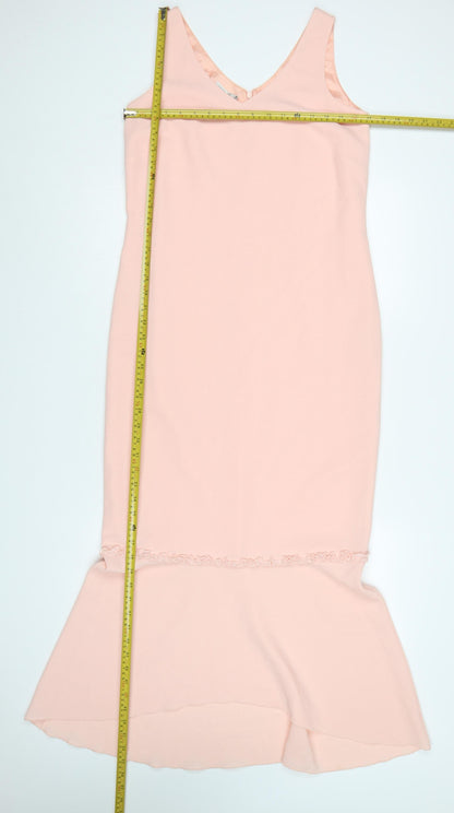 Gold Women’s Pink Size 10 Long Mermaid V-Neck Ruffle Dress