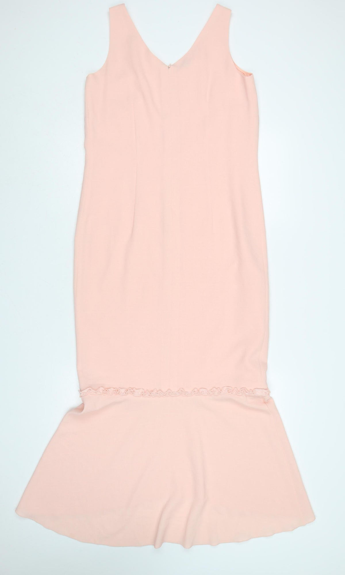 Gold Women’s Pink Size 10 Long Mermaid V-Neck Ruffle Dress