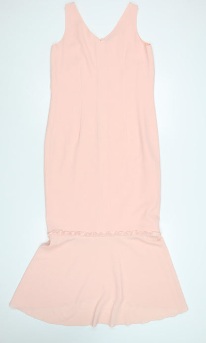 Gold Women’s Pink Size 10 Long Mermaid V-Neck Ruffle Dress