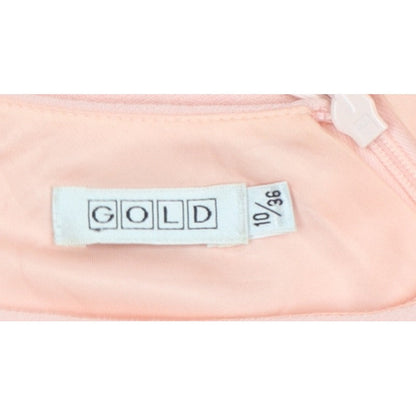 Gold Women’s Pink Size 10 Long Mermaid V-Neck Ruffle Dress
