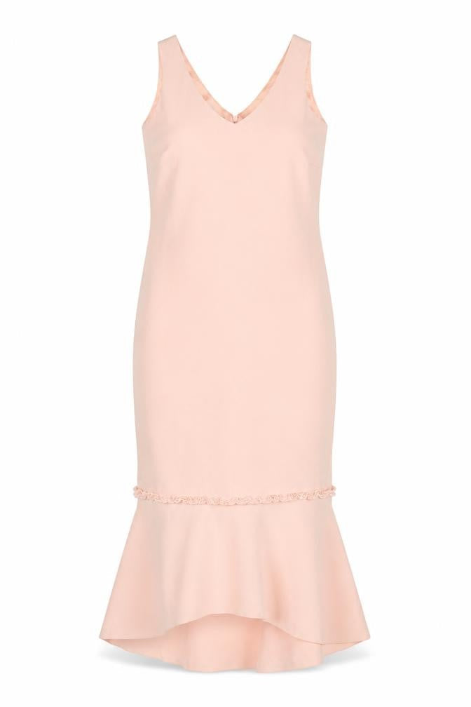Gold Women’s Pink Size 10 Long Mermaid V-Neck Ruffle Dress