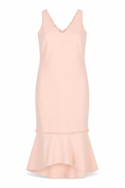Gold Women’s Pink Size 10 Long Mermaid V-Neck Ruffle Dress