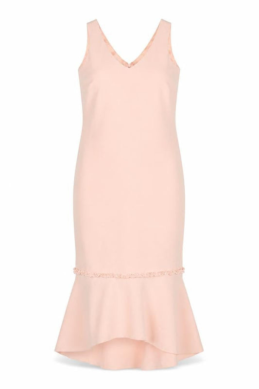 Gold Women’s Pink Size 10 Long Mermaid V-Neck Ruffle Dress
