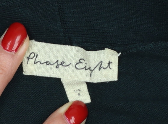 Phase Eight Women Black UK 8 Longline Open Knit Cardigan Collared