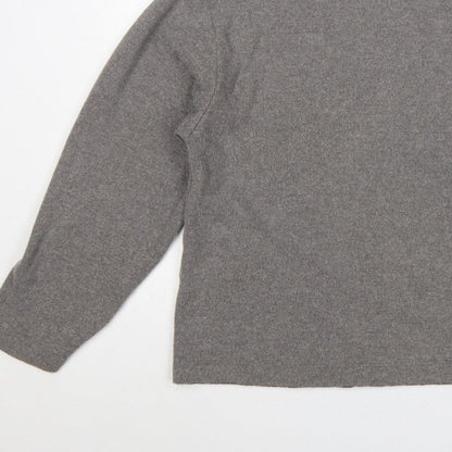 Zara Women Grey L Fine Knit Crew Neck Long Sleeve Pullover Jumper