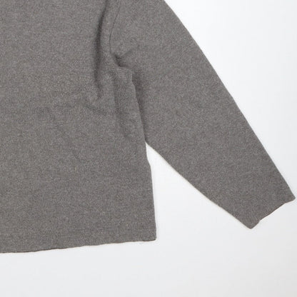 Zara Women Grey L Fine Knit Crew Neck Long Sleeve Pullover Jumper