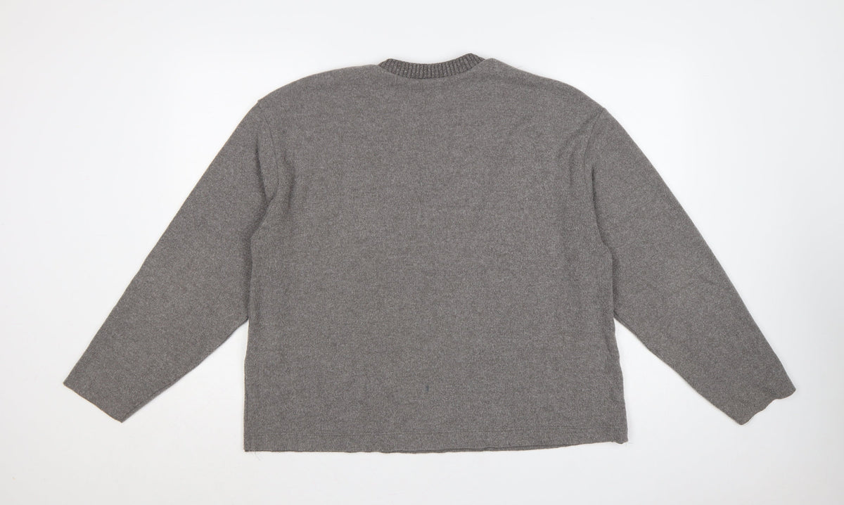 Zara Women Grey L Fine Knit Crew Neck Long Sleeve Pullover Jumper