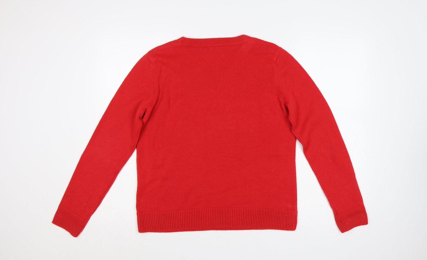 Marks and Spencer Women Red M Christmas Sequin Tree Raglan Jumper