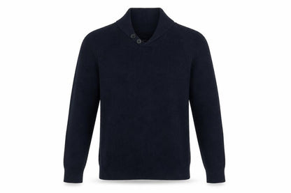 Next Men’s Blue Cotton Shawl Collar Button Pullover Jumper L
